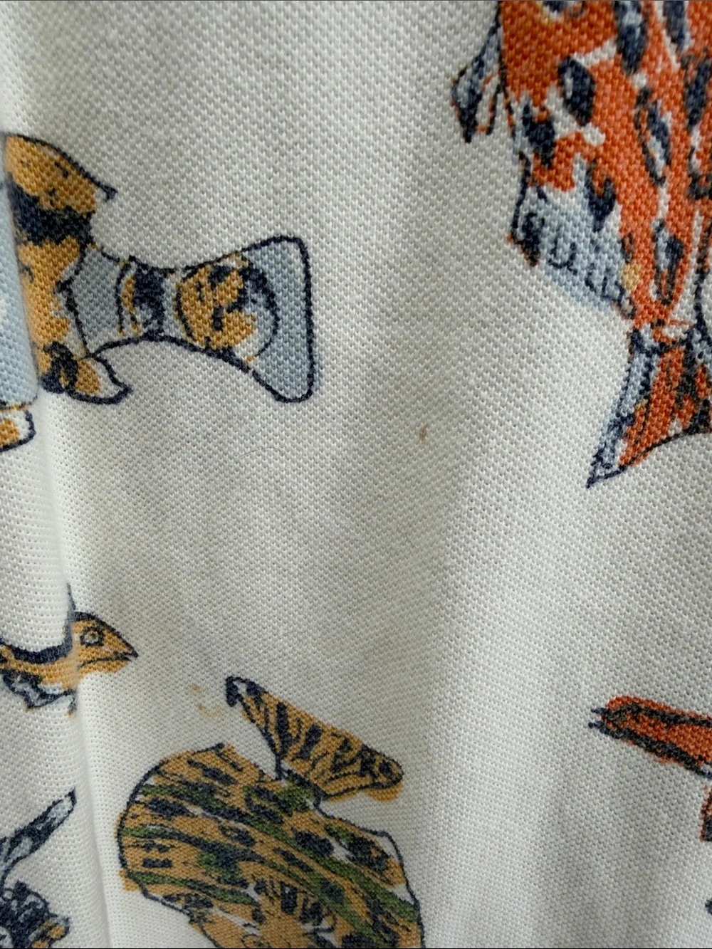 Vintage J. Crew 100% cotton fish print short sleeve polo shirt sz M